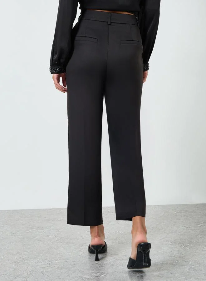 Take Two Black Black Mid Rise Tapered Pants for Women | Best Price UAE