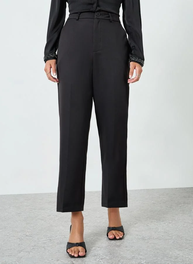 Take Two Black Mid Rise Tapered Pants