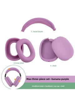 Digital Computer/bluetooth Headset Case/bluetooth Headset Shell Protective Cover For Airpods Pro-Color:Max Three-piece Set Banana Purple (head Beam Shell Ear Cap)-Model:Applicable To Airpods Max