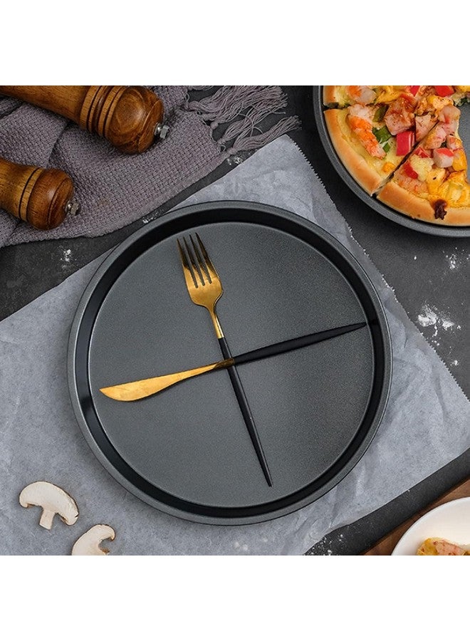 PureBake صينية بيتزا بقطر 9 بوصة من بيور بيك معتمدة من SGS من الفولاذ الكربوني لخبز البيتزا يمكن استخدامها في الميكروويف وفرن OTG، أدوات مطبخ غير لاصقة، صينية بيتزا دائرية - سوداء - Image 3