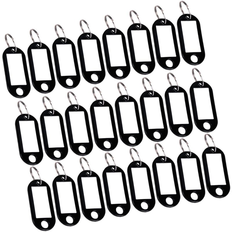 100 Pcs Black Key Tags with Rings Writable Labels for Luggage Pet Organizing Sturdy ID Tags - Image 2