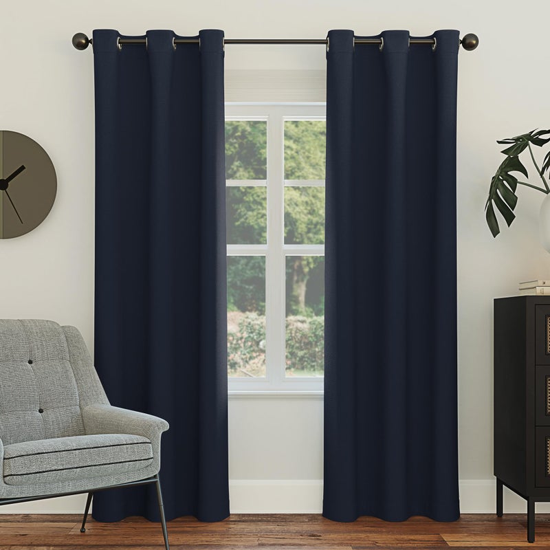 Sun Zero Easton Energy Saving Blackout Grommet Curtain Panel, 40" x 54", Navy Blue - Image 1