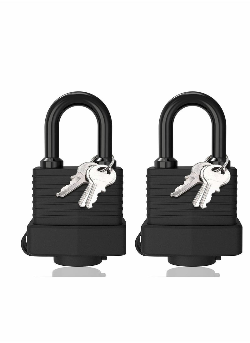 SYOSI Padlock with 3 Keys, 2Pcs Key Padlock Weatherproof Outdoor, Waterproof Lock 30mm Heavy Duty Padlocks Anti-Cut, Laminated Steel for Gym Locker, Garage, Fence, Shed, Yard  - Image 1