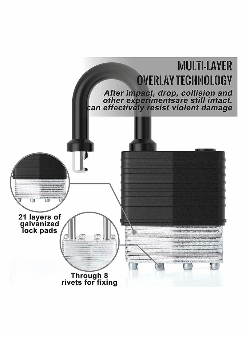 SYOSI Padlock with 3 Keys, 2Pcs Key Padlock Weatherproof Outdoor, Waterproof Lock 30mm Heavy Duty Padlocks Anti-Cut, Laminated Steel for Gym Locker, Garage, Fence, Shed, Yard  - Image 4