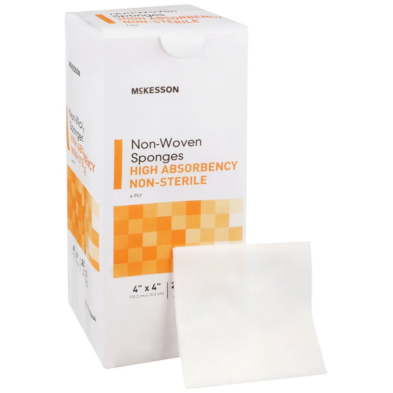 McKesson NonWoven Sponges NonSterile 4Ply High Absorbency PolyesterRayon 4 in x 4 in 200 per Pack 10 Packs 2000 Total