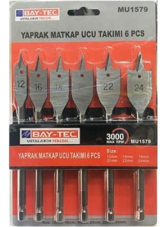 Bay-Tec Leaf Drill Bit Set 6 Pieces 12-16-18-20-22-24 