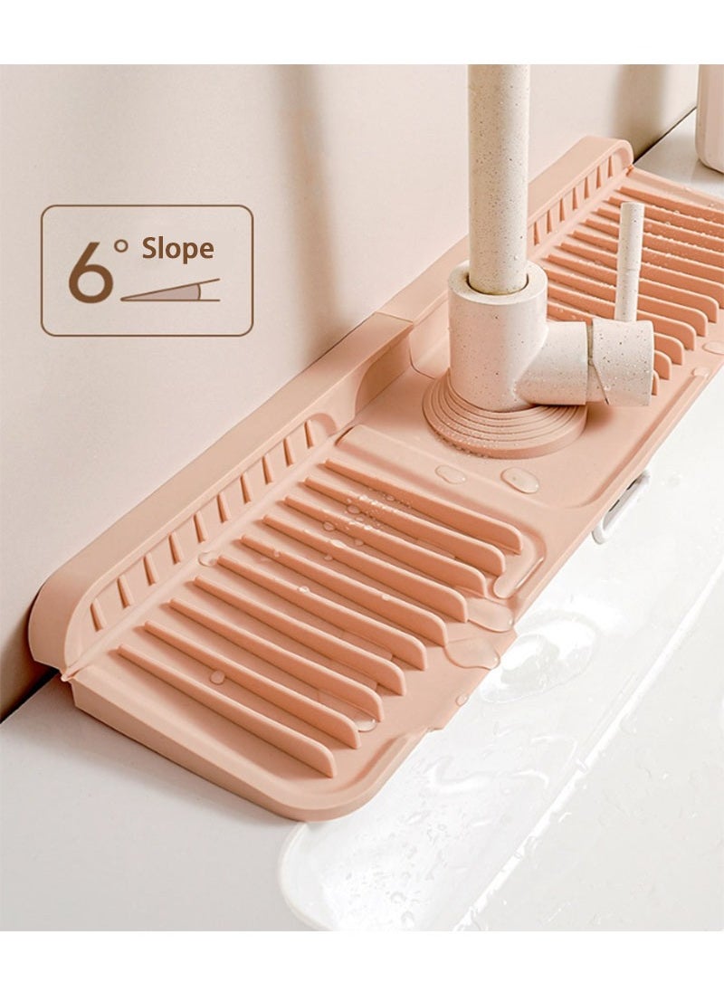 Furtey Silicone Faucet Sink Mat, 45cm Kitchen Faucet Absorbent Mats, Silicone Sink Mat Sink Drain Pad Faucet Splash Guard for Kitchen Countertop, Bathroom, Laundry Room, Gray  - Image 1