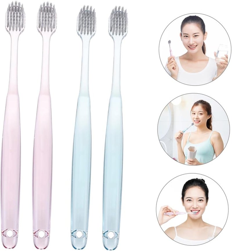 FRCOLOR 6pcs Crystal Clear Toothbrush Silver Ion Bristles Deep Cleaning Soft Ergonomic Design Adult Oral Care - Image 5