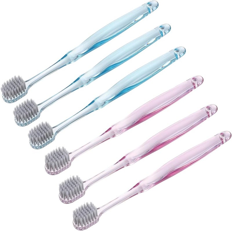 FRCOLOR 6pcs Crystal Clear Toothbrush Silver Ion Bristles Deep Cleaning Soft Ergonomic Design Adult Oral Care - Image 1