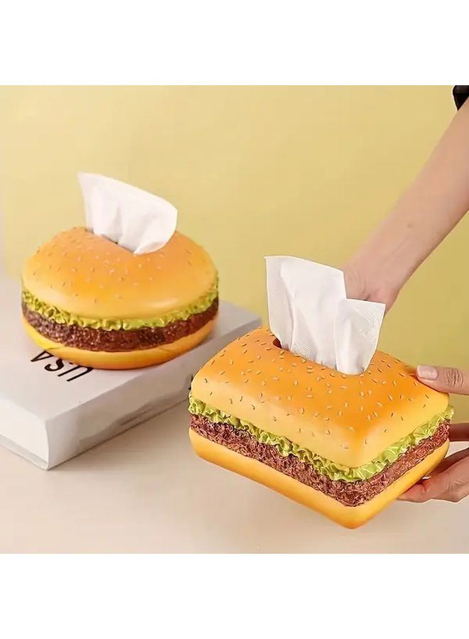 Round Color Paper Towel Holder Burger Shape Dispenser With Sesame Seed Design For Kitchen Office Desk - Image 2