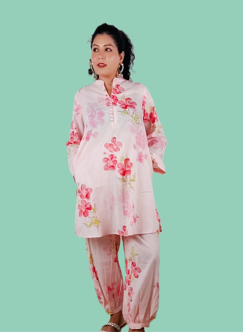 PRIYA’S PANACHE Cotton Co-Ord Set | Indian Dress for Women | Traditional Dress Salwar Kameez Kurti Pant Dupatta Set | Ready to Wear Ethnic Kurta Set  - Image 1