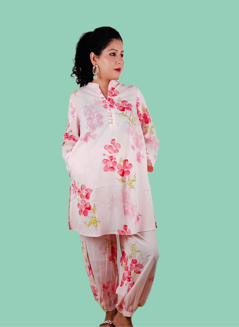 PRIYA’S PANACHE Cotton Co-Ord Set | Indian Dress for Women | Traditional Dress Salwar Kameez Kurti Pant Dupatta Set | Ready to Wear Ethnic Kurta Set  - Image 4