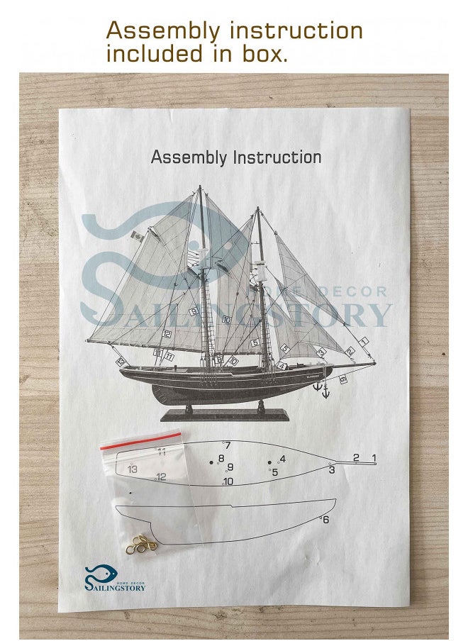 HOME DECOR SAILINGSTORY SAILINGSTORY Wooden Sailboat Model Ship Bluenose 1/60 Scale Replica Schooner Sailboat Decor Large  - Image 4