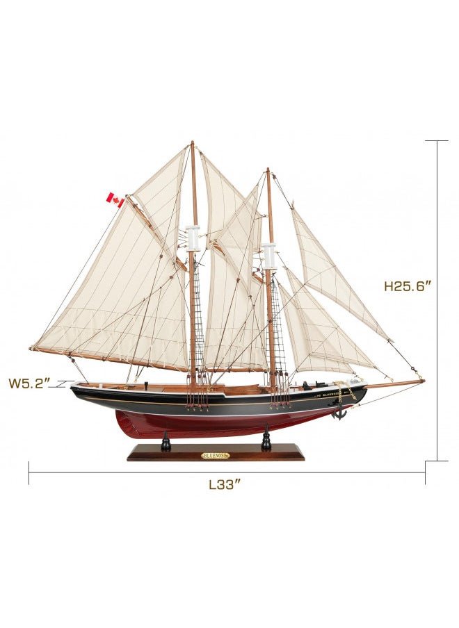 HOME DECOR SAILINGSTORY SAILINGSTORY Wooden Sailboat Model Ship Bluenose 1/60 Scale Replica Schooner Sailboat Decor Large  - Image 1