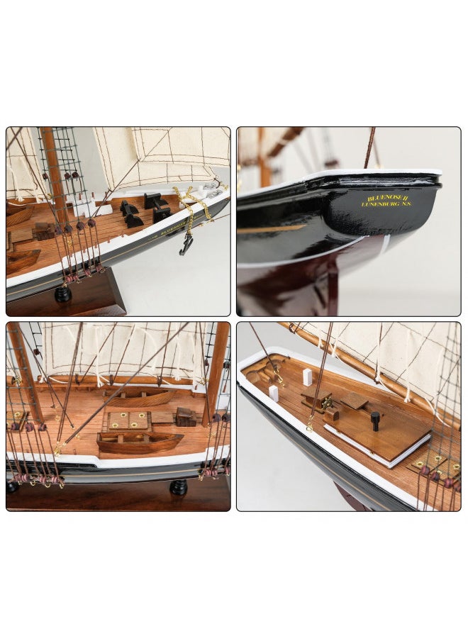 HOME DECOR SAILINGSTORY SAILINGSTORY Wooden Sailboat Model Ship Bluenose 1/60 Scale Replica Schooner Sailboat Decor Large  - Image 3
