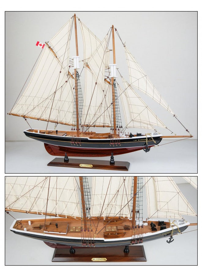 HOME DECOR SAILINGSTORY SAILINGSTORY Wooden Sailboat Model Ship Bluenose 1/60 Scale Replica Schooner Sailboat Decor Large  - Image 2
