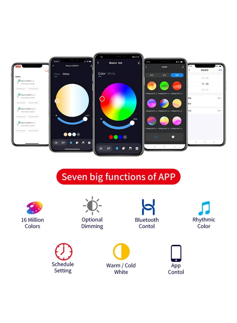 4 مصابيح LED ذكية تعمل بتقنية الواي فاي، 16 مليون لون RGB، قاعدة E27، تحكم عبر تطبيق Tuya، متوافقة مع Alexa ومساعد Google، قابلة للتعتيم، متعددة الألوان - Image 2