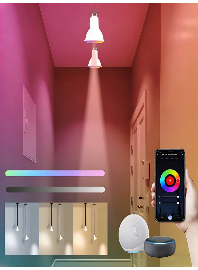 4 مصابيح LED ذكية تعمل بتقنية الواي فاي، 16 مليون لون RGB، قاعدة E27، تحكم عبر تطبيق Tuya، متوافقة مع Alexa ومساعد Google، قابلة للتعتيم، متعددة الألوان - Image 5