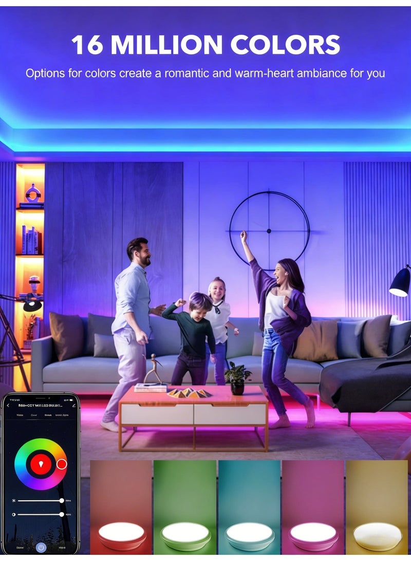 4 مصابيح LED ذكية تعمل بتقنية الواي فاي، 16 مليون لون RGB، قاعدة E27، تحكم عبر تطبيق Tuya، متوافقة مع Alexa ومساعد Google، قابلة للتعتيم، متعددة الألوان - Image 4
