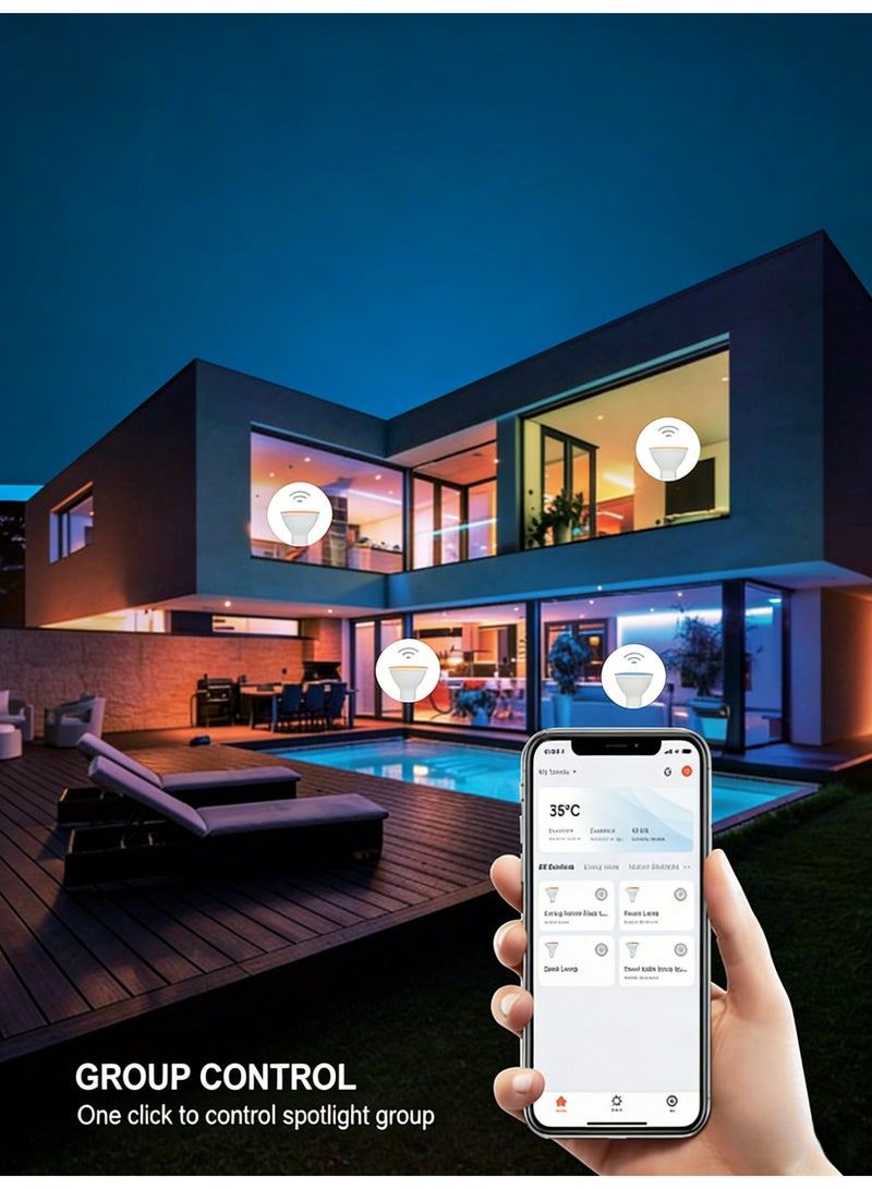 4 مصابيح LED ذكية تعمل بتقنية الواي فاي، 16 مليون لون RGB، قاعدة E27، تحكم عبر تطبيق Tuya، متوافقة مع Alexa ومساعد Google، قابلة للتعتيم، متعددة الألوان - Image 3