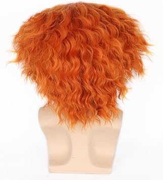 LeMarnia Mad Hatter Wig Orange Short Curly Wig for Halloween Carnival Cosplay - Image 5
