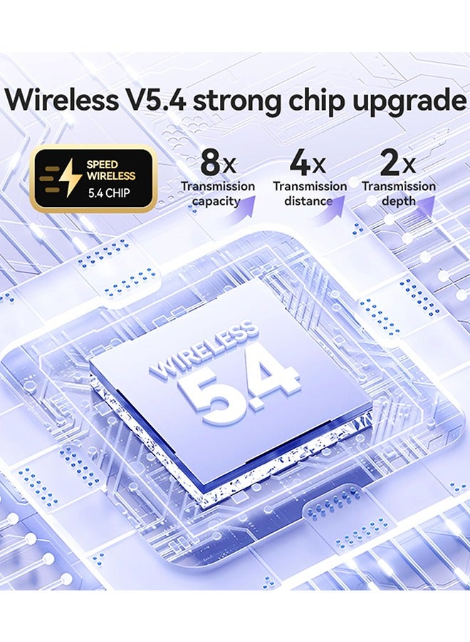 Open Ear Clip Headphones Wireless Earbuds Bluetooth 5.4 Sports Earphones Wireless Charging Case & LED Power Display Waterproof Fitness Headphones for Running (White) - Image 4