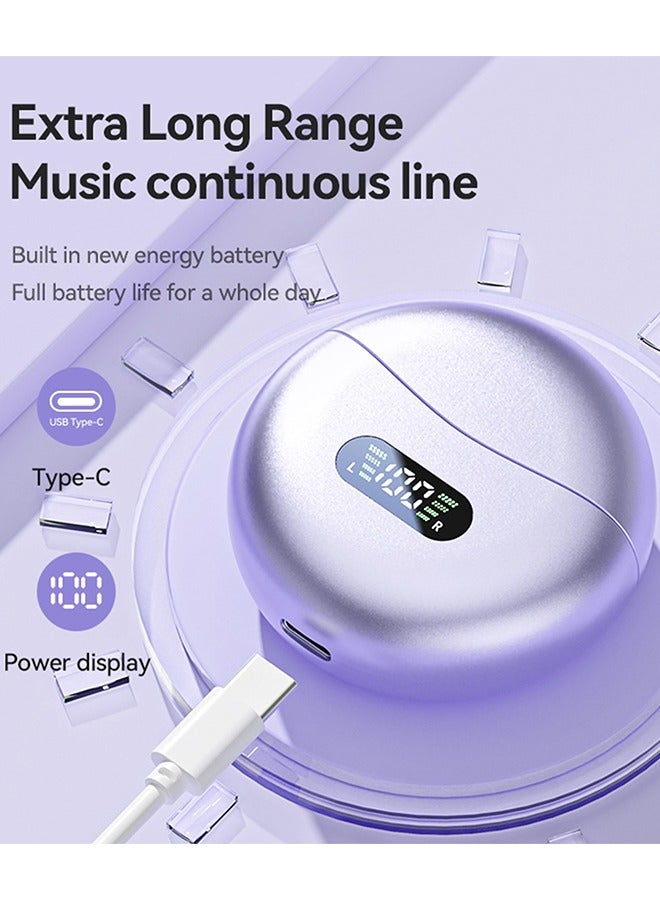 Open Ear Clip Headphones Wireless Earbuds Bluetooth 5.4 Sports Earphones Wireless Charging Case & LED Power Display Waterproof Fitness Headphones for Running (White) - Image 3