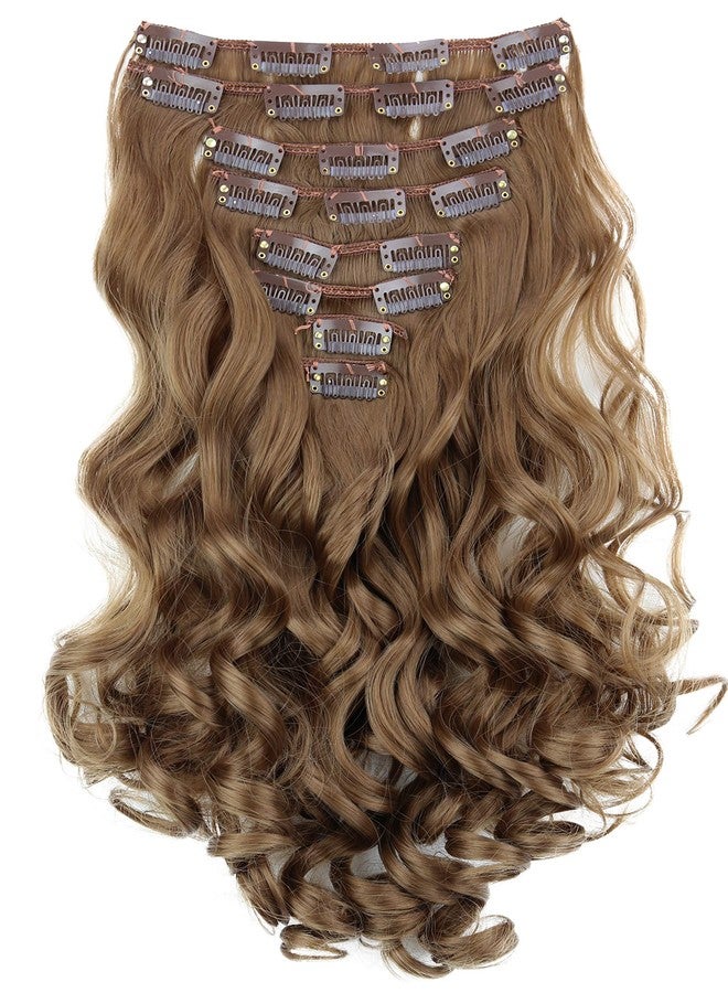 كايشا مجموعة وصلات شعر CAISHA XXL بطول 18 بوصة، 8 قطع، بمشابك، شعر كثيف مموج بني متوسط CES3-1 - Image 1