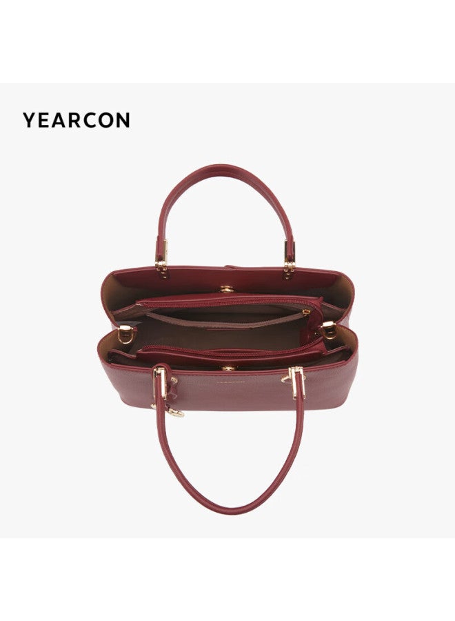 YEARCON Yierkang Large Capacity Tote Bag, Cowhide Mom Bag, Wedding Bag, Handbag, Women's Style, Qixi Valentine's Day Gift - Image 3