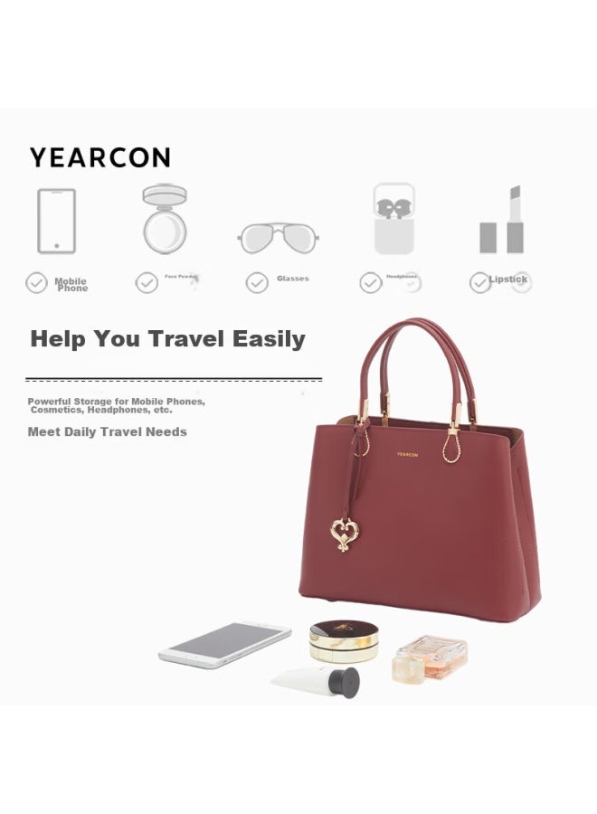 YEARCON Yierkang Large Capacity Tote Bag, Cowhide Mom Bag, Wedding Bag, Handbag, Women's Style, Qixi Valentine's Day Gift - Image 5