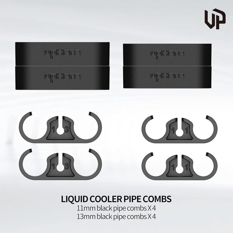 upHere CPU Liquid Coolers Tube Combs 8 Pieces Set =4 Pieces for Tube Diameter Up to 11 mm （0.43in）/4 Pieces for Tube Diameter Up to 13 mm （0.51in） Black-CM508 - Image 2