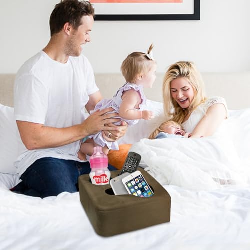 Nisdoing Couch Cup Holder Pillow Tray & Caddy - for Sofa, Bed, Car, Man Cave | Keep Drinks at Hand & Spill-Proof Accessories for New Parents, Camping, Park, Boat, Beach - Brown - Image 3