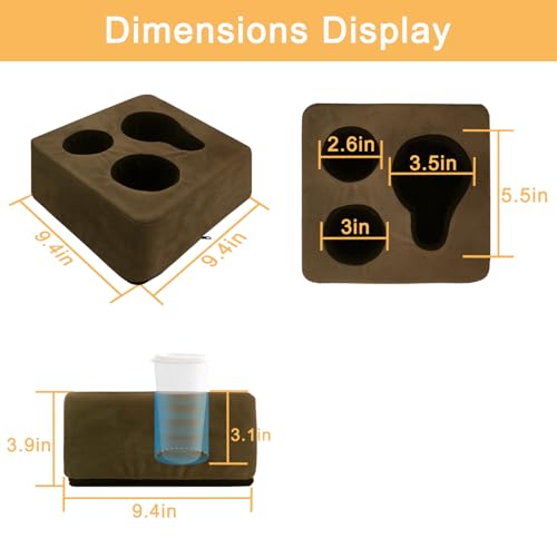 Nisdoing Couch Cup Holder Pillow Tray & Caddy - for Sofa, Bed, Car, Man Cave | Keep Drinks at Hand & Spill-Proof Accessories for New Parents, Camping, Park, Boat, Beach - Brown - Image 5