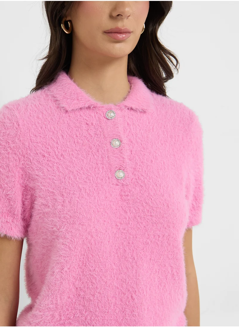 VERO MODA Buttoned Neck Knitted Sweater