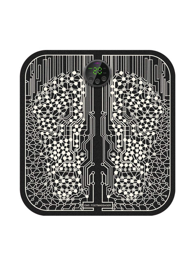 آلة تدليك القدمين بتقنية EMS بـ 8 وضعيات لتخفيف الألم وتحفيز الدورة الدموية، بـ 19 مستوى شدة لتنشيط العضلات، وسادة تدليك للقدمين قابلة للطي ومحمولة، أفضل هدية للوالدين. - Image 1