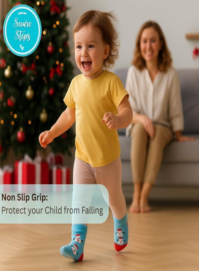 Secure Steps Baby Socks for Kids - Anti Skid Cotton Socks for Baby Girl & Boy | Soft Warm Winter for 3-5 Years | Made in India Toddler Crawling | Premium Festive Children Socks | Pack of 4 - Image 4