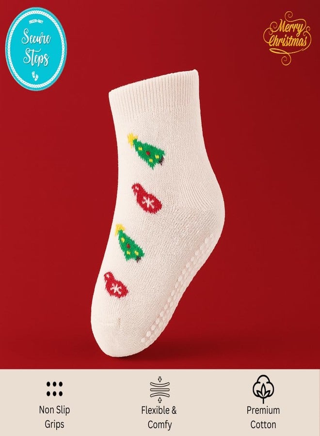 Secure Steps Baby Socks for Kids - Anti Skid Cotton Socks for Baby Girl & Boy | Soft Warm Winter for 3-5 Years | Made in India Toddler Crawling | Premium Festive Children Socks | Pack of 4 - Image 5