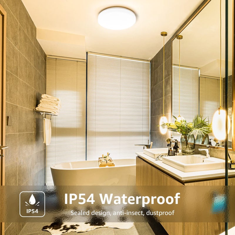 Lepro 8.7 inch 15 watt Flush Mount LED Ceiling Light Fixture for Bathroom Waterproof Soft Warm White 3000 Kelvin 1250 Lumen 120 watt Equivalent Ceiling Lamp for Kitchen, Laundry, Bedroom, Hallway - Image 3