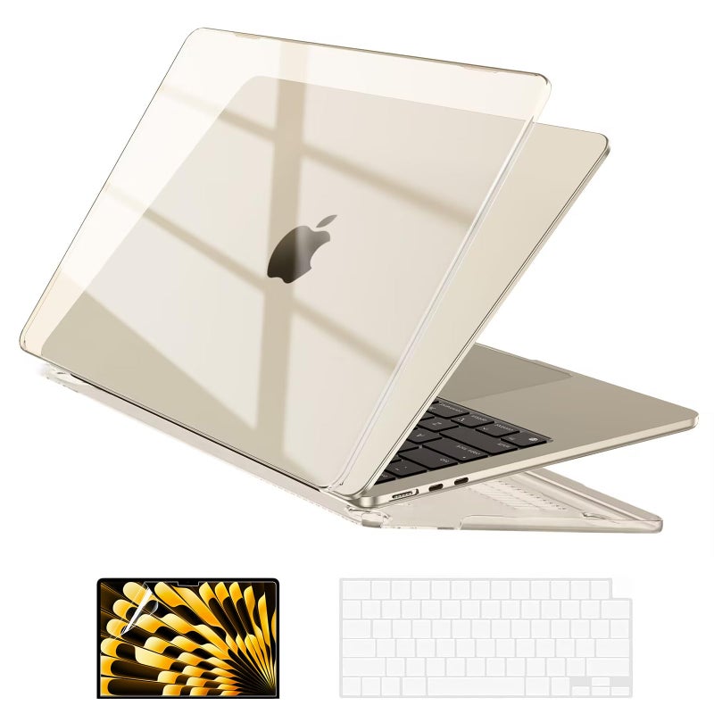 EooCoo Case Compatible with MacBook Air 15 inch 2024 2023 Release M3 A3114 M2 A2941 Liquid Retina Display, Plastic Hard Shell Case + Keyboard Cover + Screen Protector, Crystal Starlight - Image 1