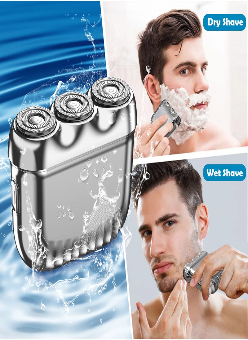 Excefore - Mini Shaver for Men Electric Razor Portable Travel Shaver Pocket Size Small USB Type C Electric Razor Wet Dry with 3 Rotary Shaver Head Men Cordless Battery Shavers for Men Beard Shaving - Image 1