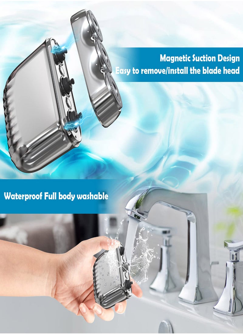 Excefore - Mini Shaver for Men Electric Razor Portable Travel Shaver Pocket Size Small USB Type C Electric Razor Wet Dry with 3 Rotary Shaver Head Men Cordless Battery Shavers for Men Beard Shaving - Image 1