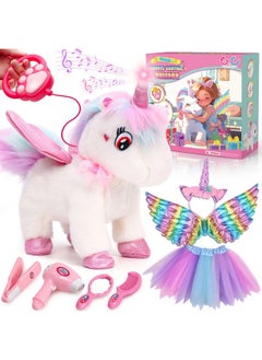 G.C Unicorns Gifts For Girls Toys 3 4 5 6 Year Old, Walking Talking Electronic Interactive Remote Control Plush Unicorn & Costume, Pretend Play Pet Care Toy Birthday Gift For Toddler Kid Girl Age 3+  - Image 1