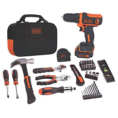 BLACK+DECKER 12V MAX Drill & Home Tool Kit, 60-Piece (BDCDD12PK) - Image 1