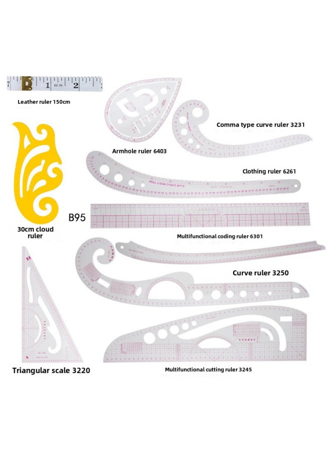 Thumb Clothing Ruler Cutting Ruler Sleeve Cage Ruler Ruler Curve Ruler Button Arc Ruler Set - Image 1