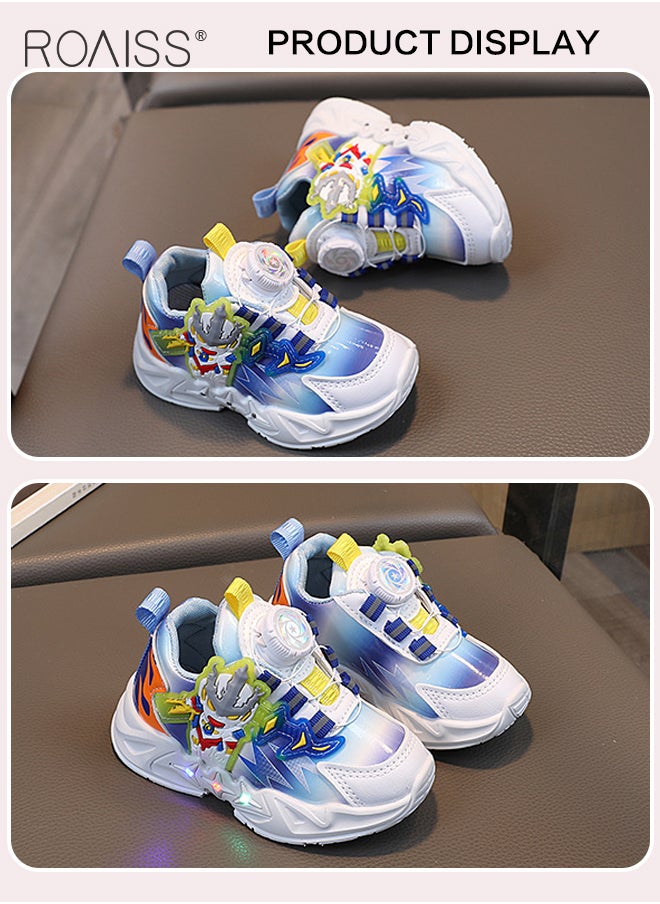 roaiss Toddler Shoes with LED Light for 1-6 Year Old Baby Children Cute Pattern Natural Rubber Soft Sole Sneakers Kids Breathable Anti Slip Outdoors Luminous Shoes with Convenient Rotating Buckle  - Image 4