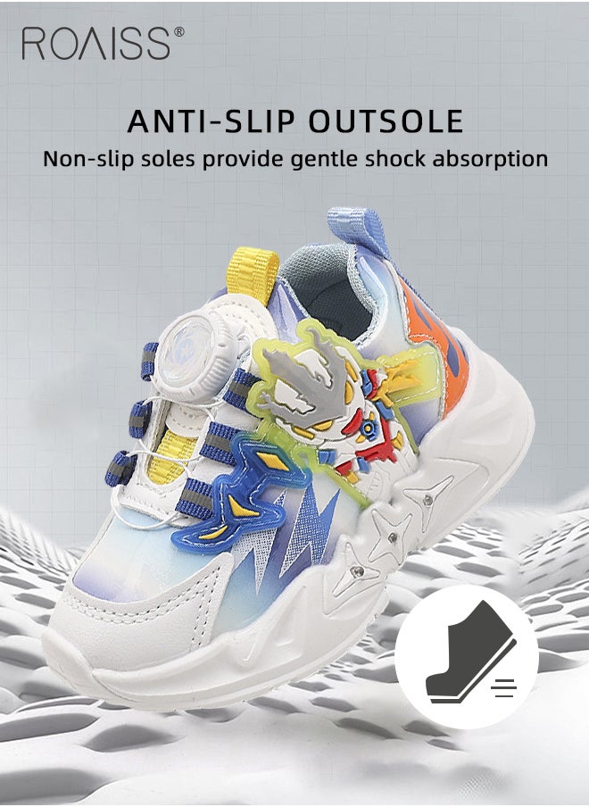 roaiss Toddler Shoes with LED Light for 1-6 Year Old Baby Children Cute Pattern Natural Rubber Soft Sole Sneakers Kids Breathable Anti Slip Outdoors Luminous Shoes with Convenient Rotating Buckle  - Image 2