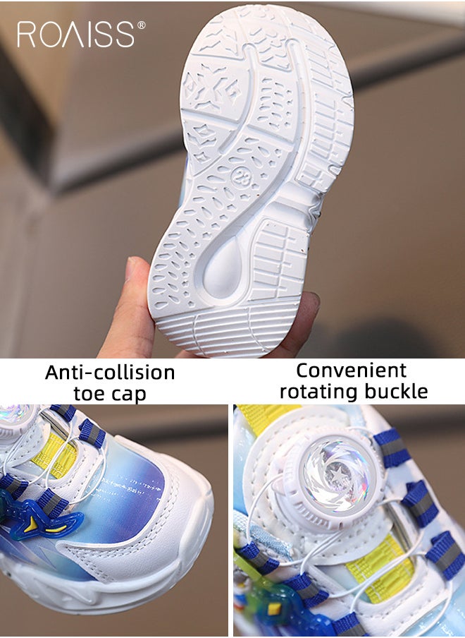 roaiss Toddler Shoes with LED Light for 1-6 Year Old Baby Children Cute Pattern Natural Rubber Soft Sole Sneakers Kids Breathable Anti Slip Outdoors Luminous Shoes with Convenient Rotating Buckle  - Image 5