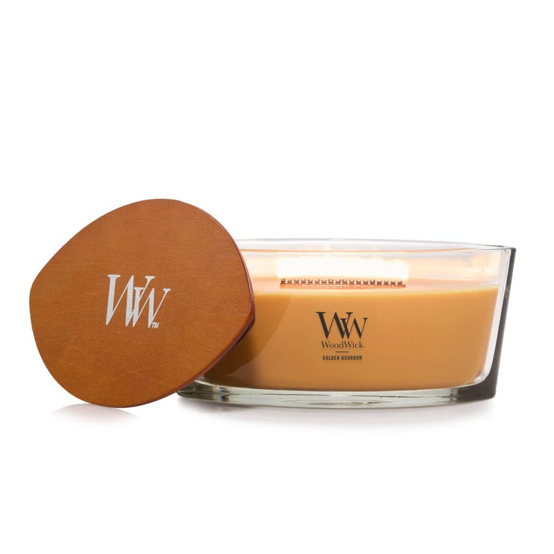 WoodWick Golden Bourbon Holiday Candle Gifts for Women and Men, 16 oz Ellipse Candle with Crackling Wick - Image 1