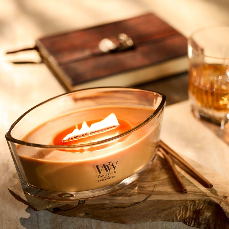 WoodWick Golden Bourbon Holiday Candle Gifts for Women and Men, 16 oz Ellipse Candle with Crackling Wick - Image 4