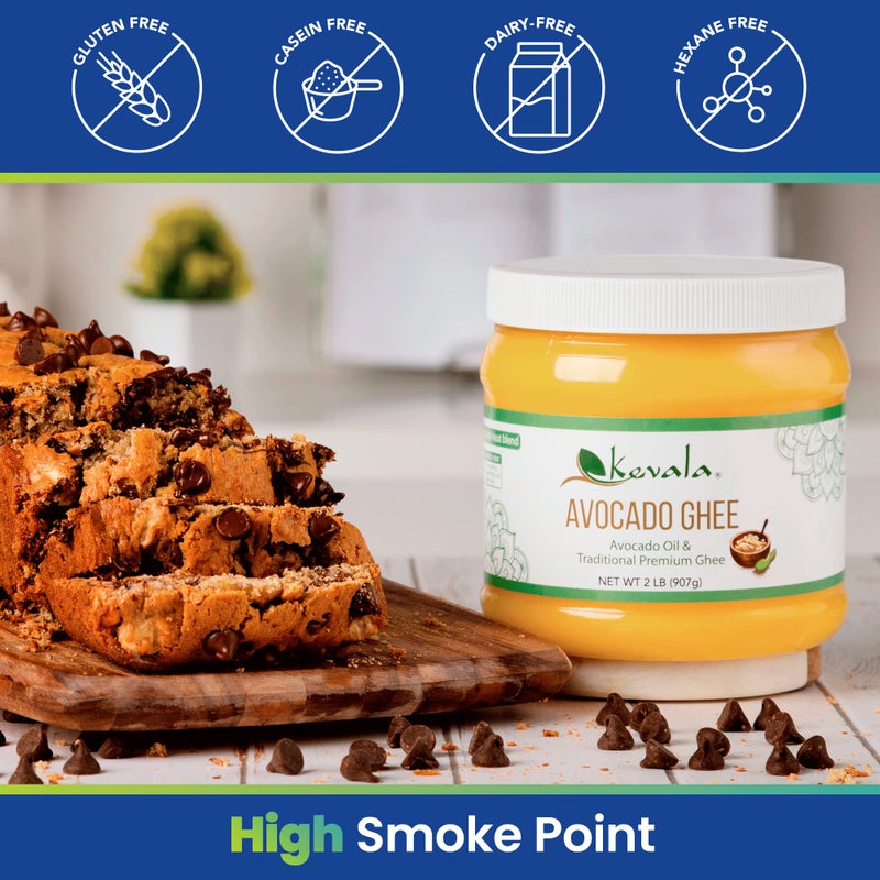 Kevala خليط السمن الأفوكادو من كيفالا - سمن زبدة - زيت أفوكادو - زبدة قابلة للدهن - زيت طهي الأفوكادو - سمن زبدة مكرر غير مملح - زيت أفوكادو معصور على البارد - 17.6 أونصة - 1.1 رطل - باليو - خالي من الكازين - خالي من الجلوتين - خالي من اللاكتوز - Image 4